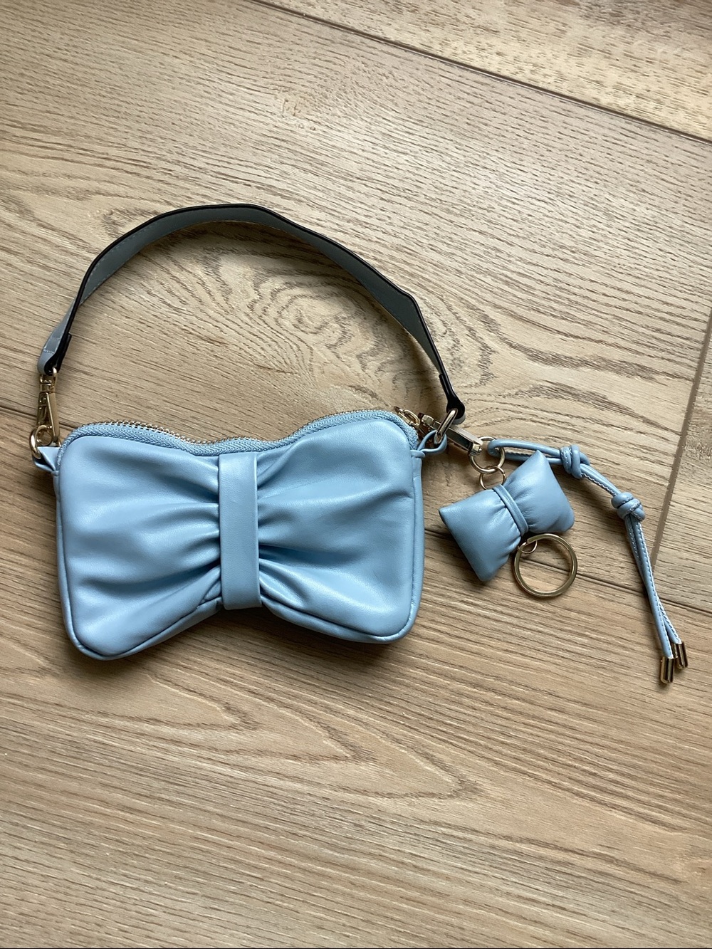 Sincerely Jules Pastel Blue Faux Leather Bow Mini Handbag Y2K Girly, Coquette